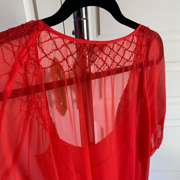 Joie 100% Silk Blouse and matching tank, bright apricot, Size Large - Picture 8 of 11